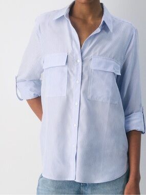 Babaton / Aritzia Light Blue Pinstripe Button-Down Shirt